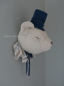 OURS RÊVEUR TOILE DE JOUYS BLEU